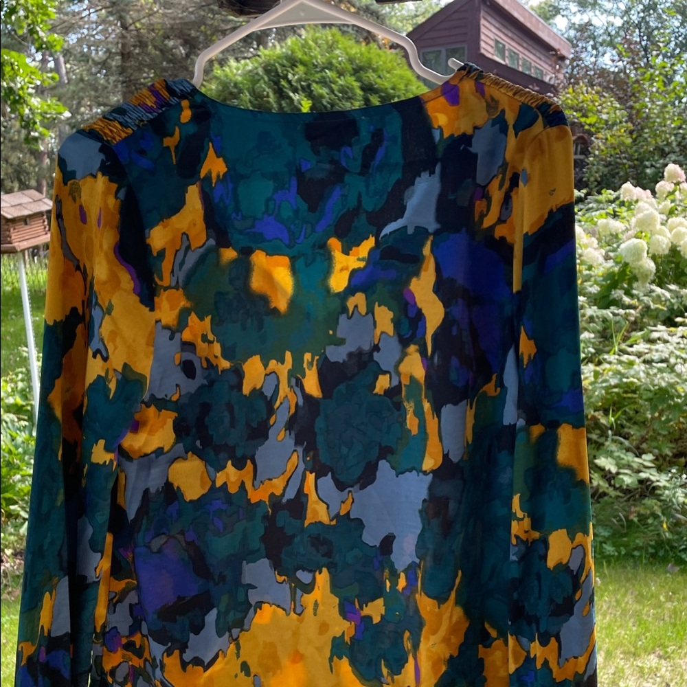Allison Joy Multicolor Abstract V-Neck Blouse